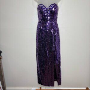 Bari-Jay Vintage 90s made in USA Sequin Long Purple Prom Dress Gown size 9/10